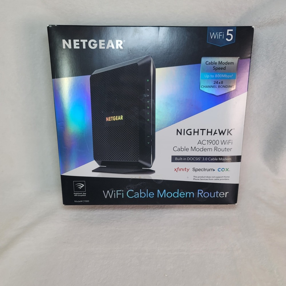 Netgear Nighthawk AC1900 Wifi Cable Modem Router NIB‎ Built In DOCSCIS 3.0 Cable